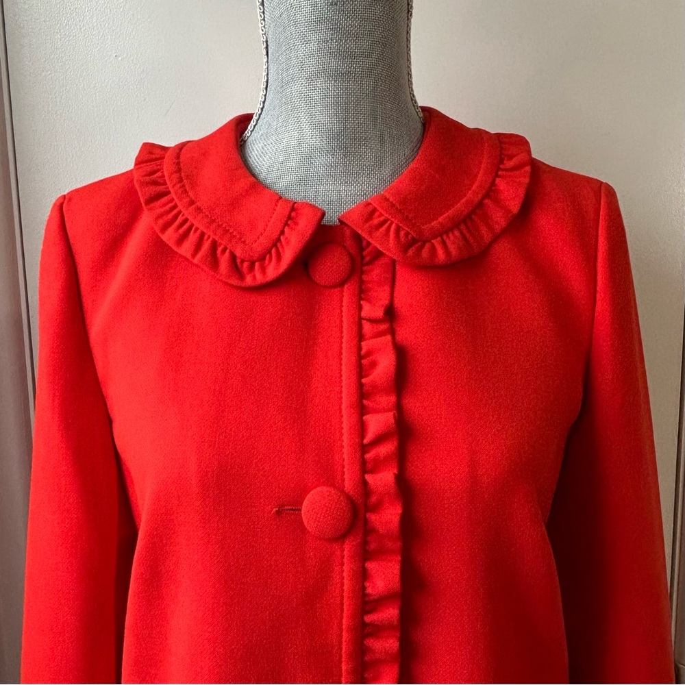 CLAUDIE PIERLOT Bright Red Frill Trim Jacket
